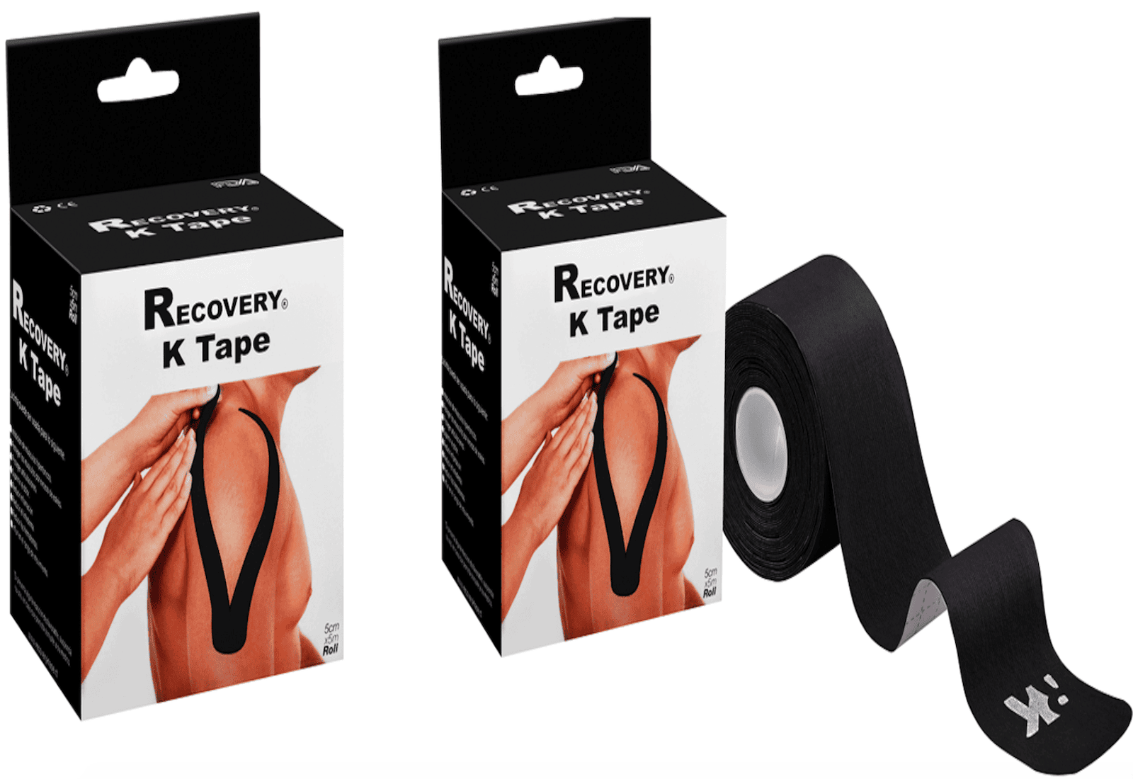 Duo Pack Cinta/Tape Kinesiológico Negro 5cmx5mt Precortada