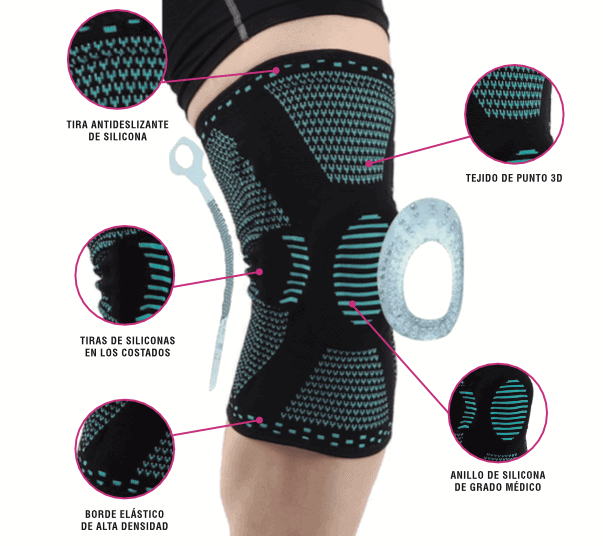 Rodillera Deportiva Ortopédica con Soporte Lateral - Artritis Gym - Celeste