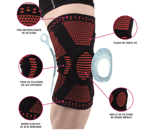 Rodillera Deportiva Ortopédica con Soporte Lateral - Artritis Gym - Rojo